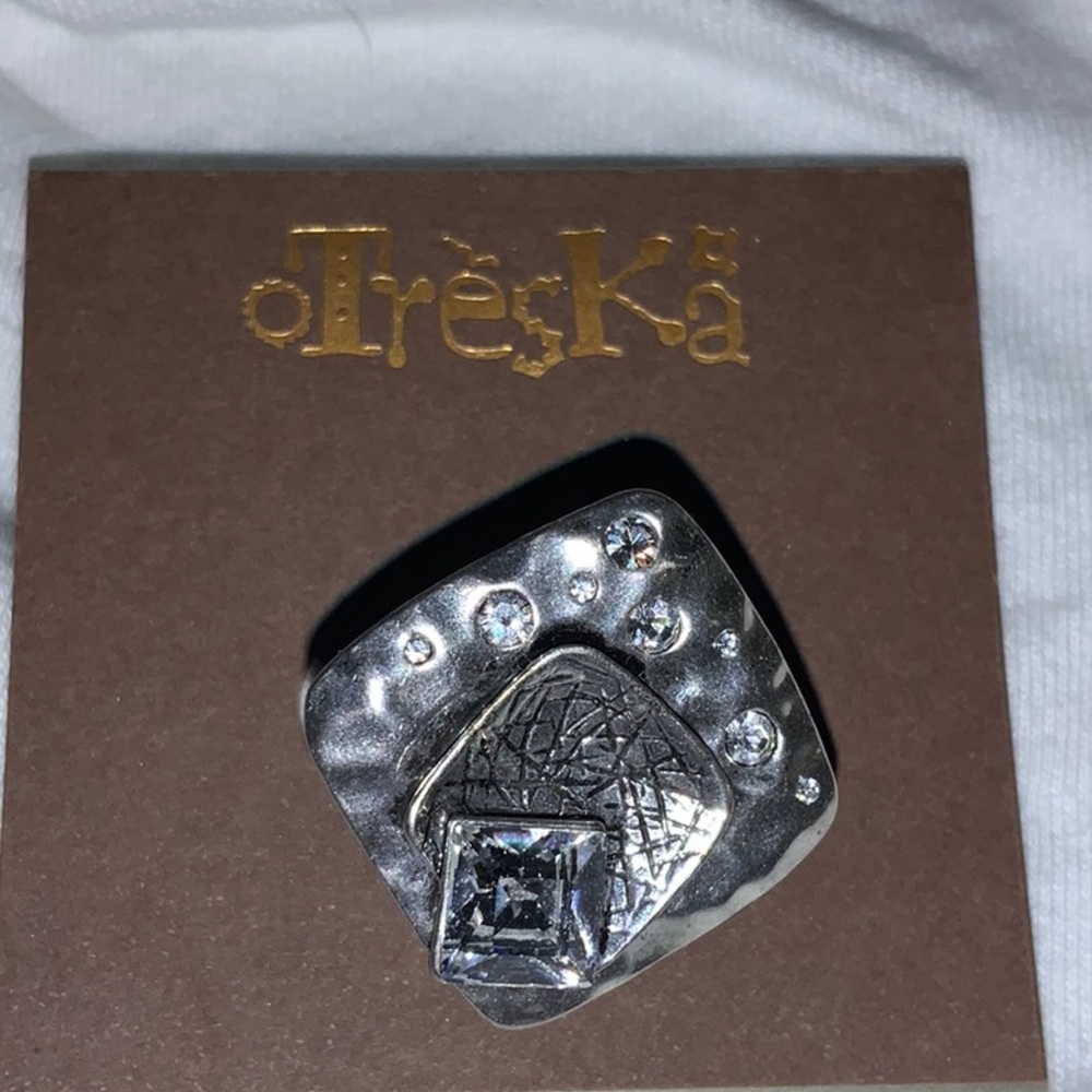 silver stretch ring - square design